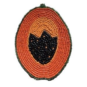 Vibrant Beaded Papaya Coaster Set